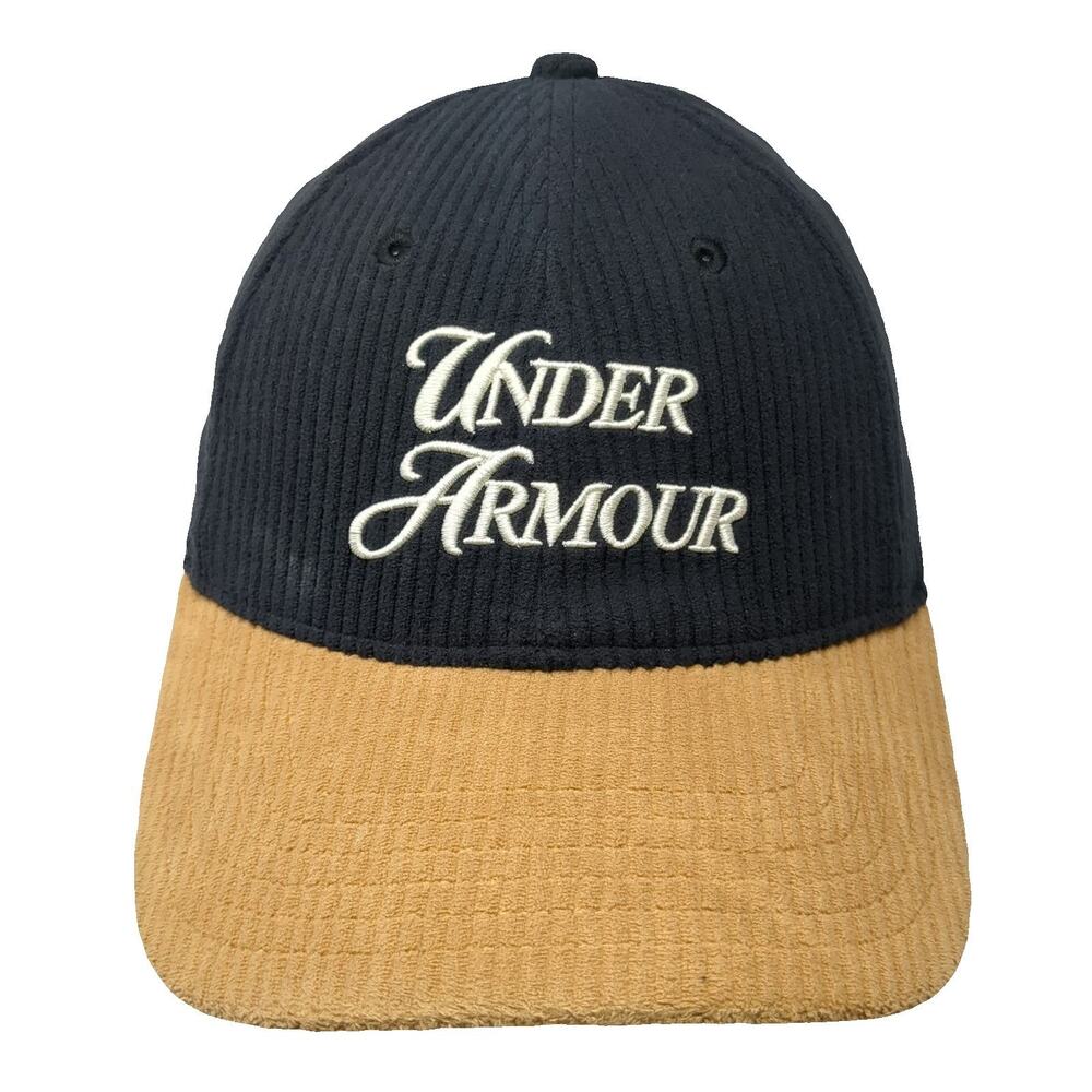 Under Armour Baseball Cap Black One Size Corduroy Script Slideback Two Tone Hat